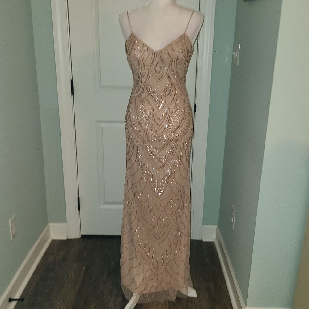 Jump Apparel Sequin Spagettu Strap Evening Gown - Picture 4 of 13